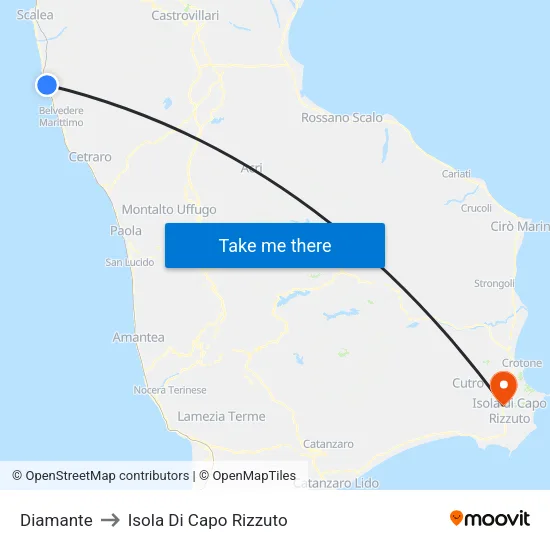 Diamante to Isola Di Capo Rizzuto map