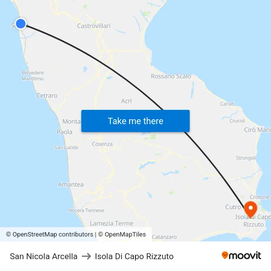 San Nicola Arcella to Isola Di Capo Rizzuto map