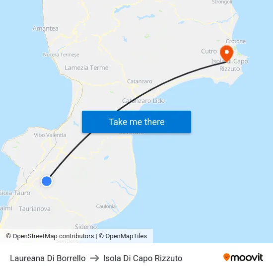 Laureana Di Borrello to Isola Di Capo Rizzuto map