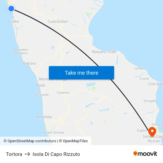Tortora to Isola Di Capo Rizzuto map
