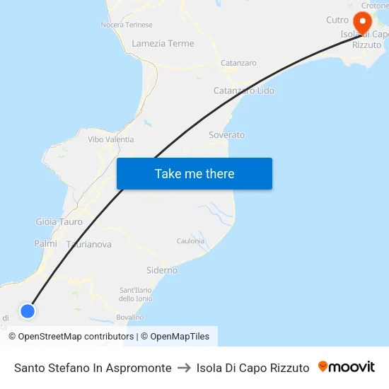 Santo Stefano In Aspromonte to Isola Di Capo Rizzuto map