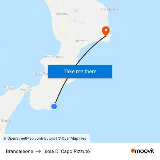 Brancaleone to Isola Di Capo Rizzuto map