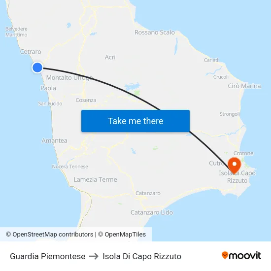Guardia Piemontese to Isola Di Capo Rizzuto map