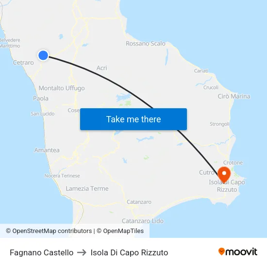Fagnano Castello to Isola Di Capo Rizzuto map