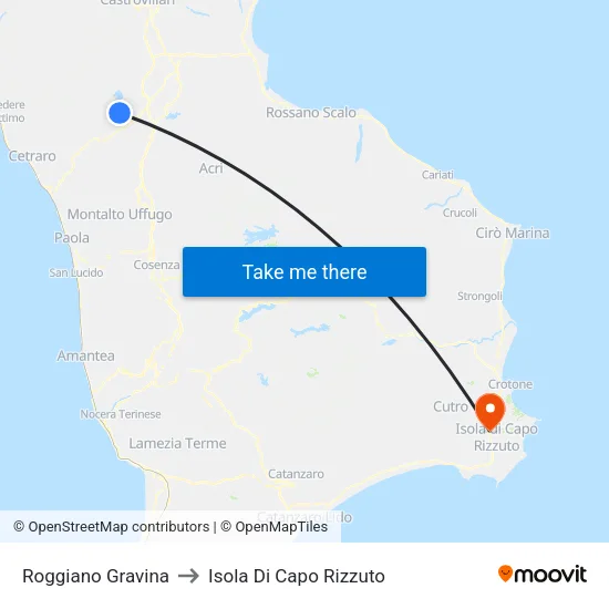 Roggiano Gravina to Isola Di Capo Rizzuto map