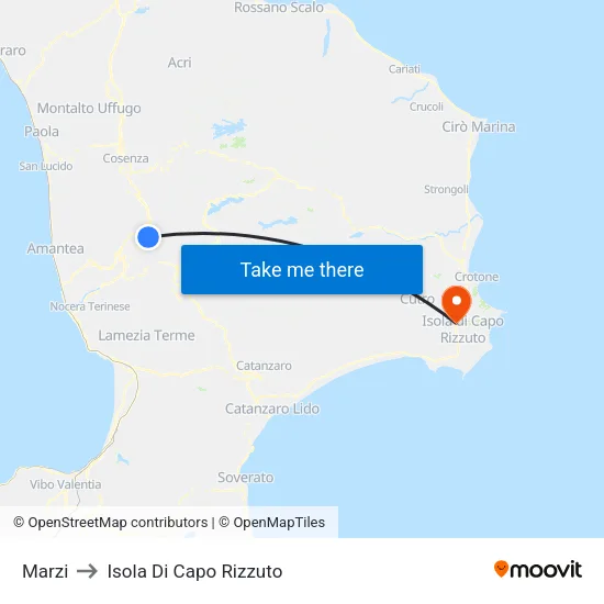 Marzi to Isola Di Capo Rizzuto map