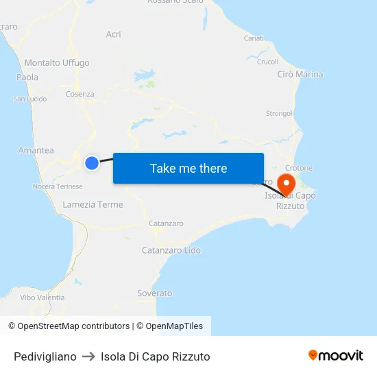 Pedivigliano to Isola Di Capo Rizzuto map