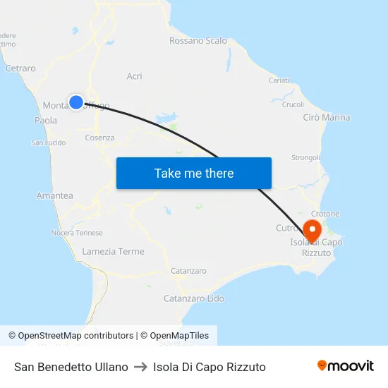San Benedetto Ullano to Isola Di Capo Rizzuto map