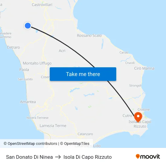 San Donato Di Ninea to Isola Di Capo Rizzuto map