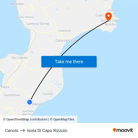 Canolo to Isola Di Capo Rizzuto map