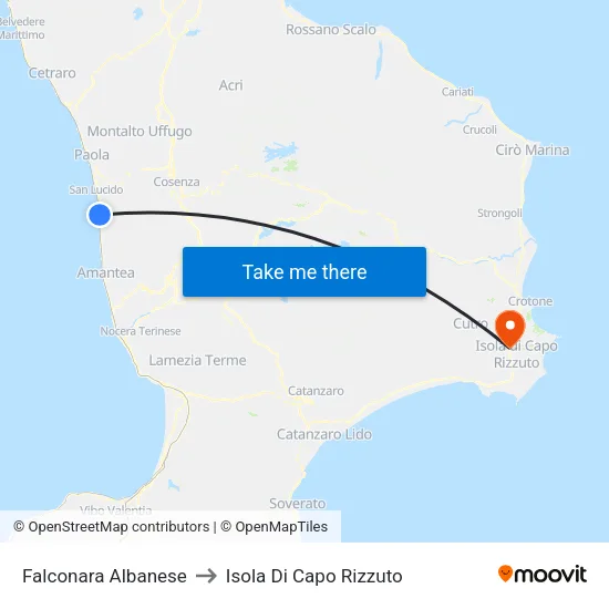Falconara Albanese to Isola Di Capo Rizzuto map