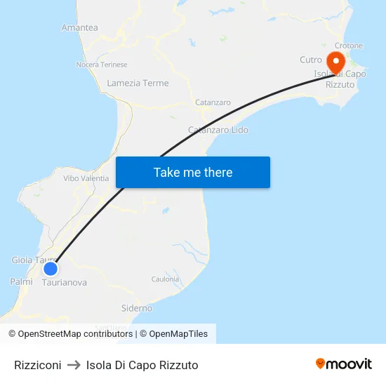 Rizziconi to Isola Di Capo Rizzuto map
