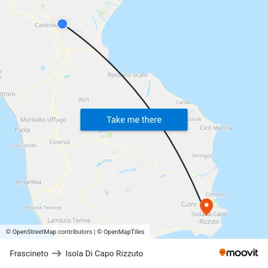 Frascineto to Isola Di Capo Rizzuto map