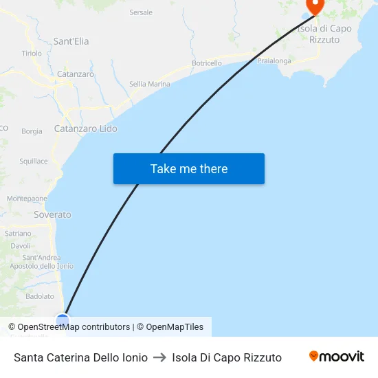 Santa Caterina Dello Ionio to Isola Di Capo Rizzuto map