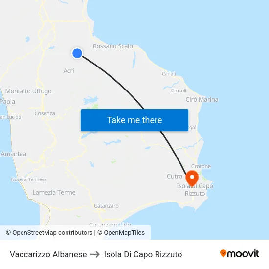 Vaccarizzo Albanese to Isola Di Capo Rizzuto map