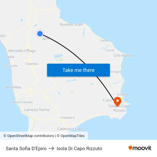 Santa Sofia D'Epiro to Isola Di Capo Rizzuto map