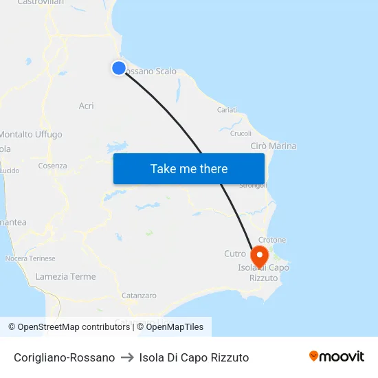 Corigliano-Rossano to Isola Di Capo Rizzuto map