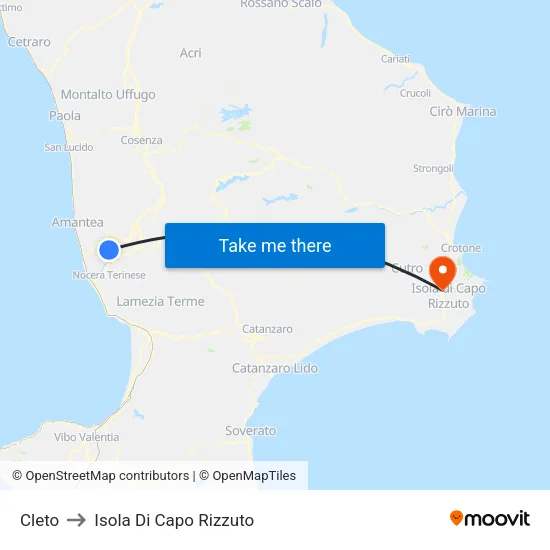 Cleto to Isola Di Capo Rizzuto map