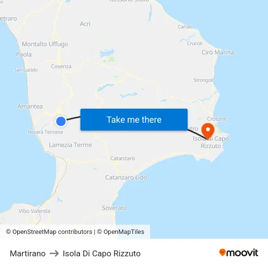 Martirano to Isola Di Capo Rizzuto map