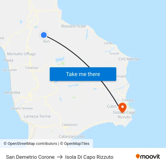 San Demetrio Corone to Isola Di Capo Rizzuto map