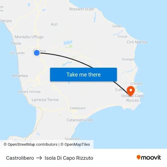 Castrolibero to Isola Di Capo Rizzuto map