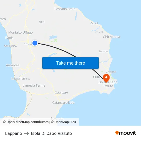 Lappano to Isola Di Capo Rizzuto map