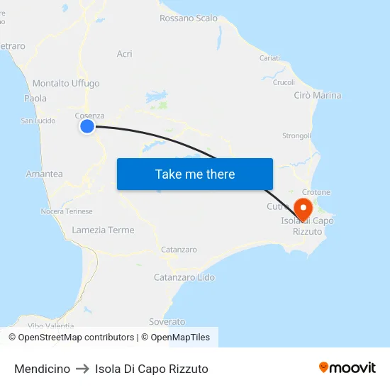 Mendicino to Isola Di Capo Rizzuto map