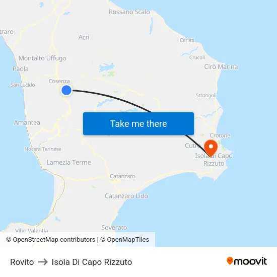 Rovito to Isola Di Capo Rizzuto map