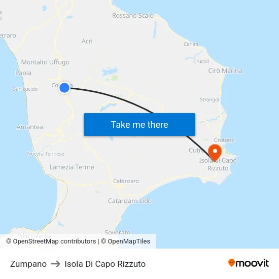 Zumpano to Isola Di Capo Rizzuto map