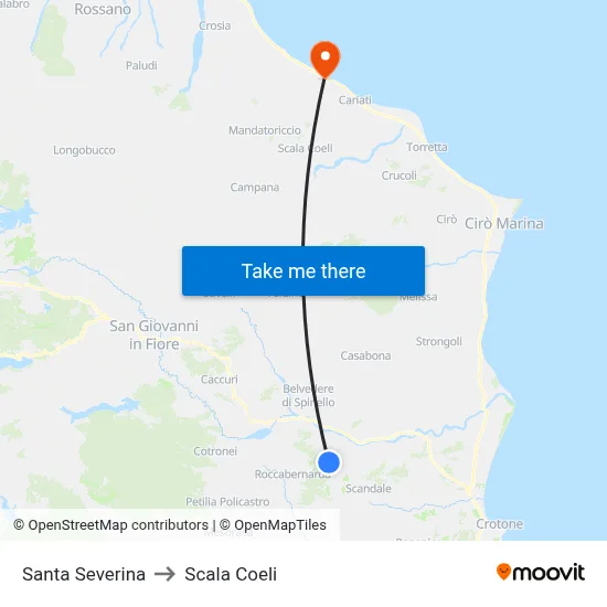 Santa Severina to Scala Coeli map