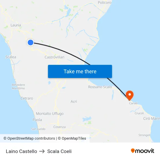Laino Castello to Scala Coeli map