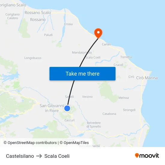 Castelsilano to Scala Coeli map