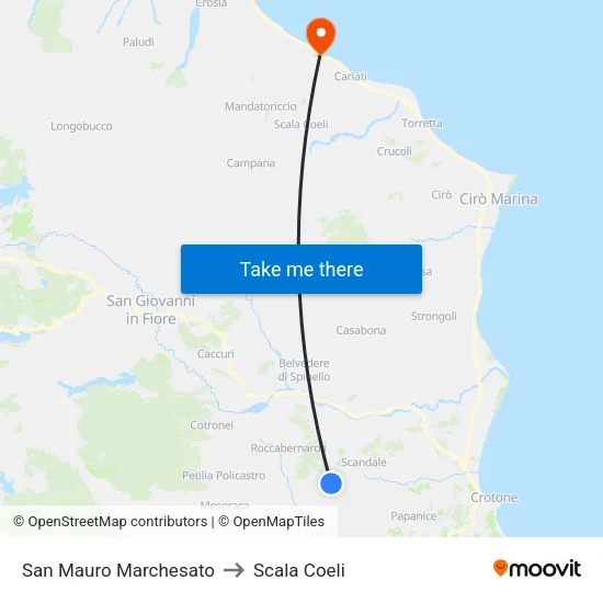 San Mauro Marchesato to Scala Coeli map