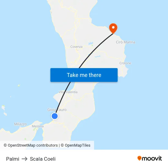 Palmi to Scala Coeli map