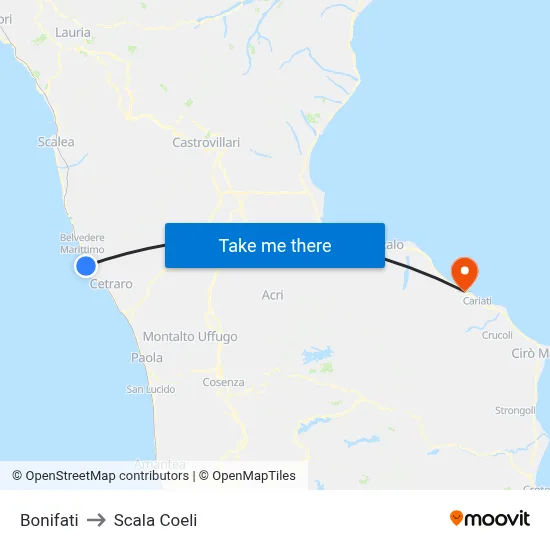 Bonifati to Scala Coeli map
