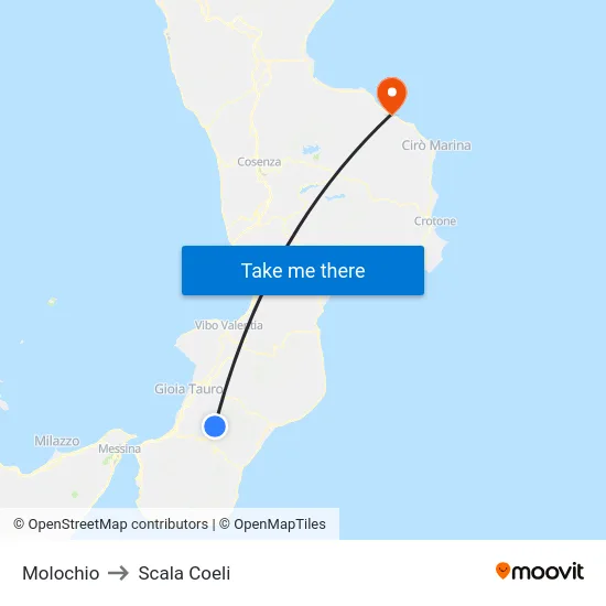 Molochio to Scala Coeli map