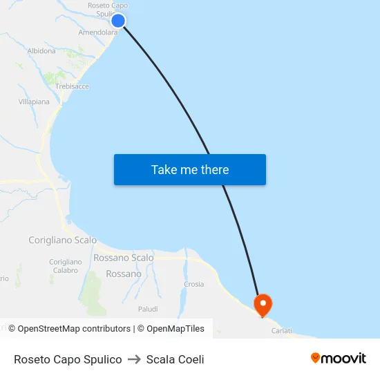 Roseto Capo Spulico to Scala Coeli map