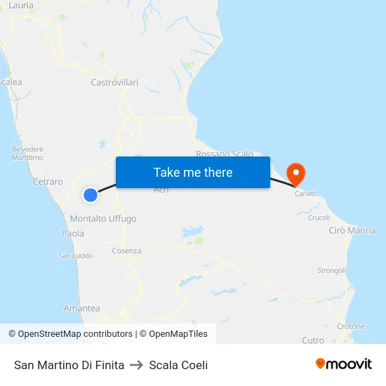 San Martino Di Finita to Scala Coeli map