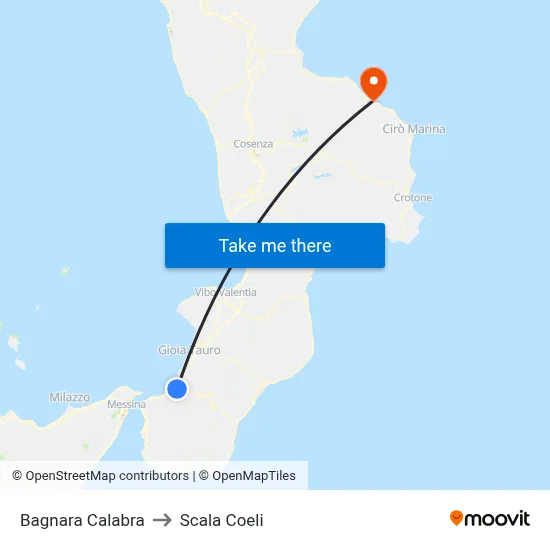 Bagnara Calabra to Scala Coeli map
