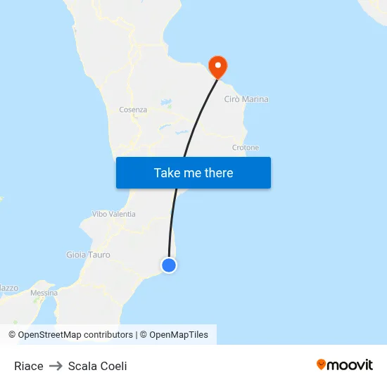 Riace to Scala Coeli map