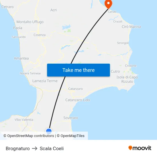 Brognaturo to Scala Coeli map