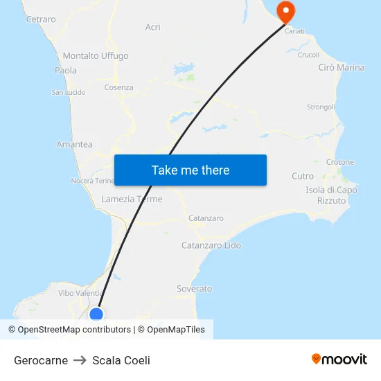 Gerocarne to Scala Coeli map