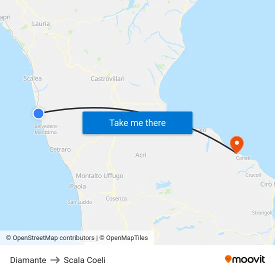 Diamante to Scala Coeli map