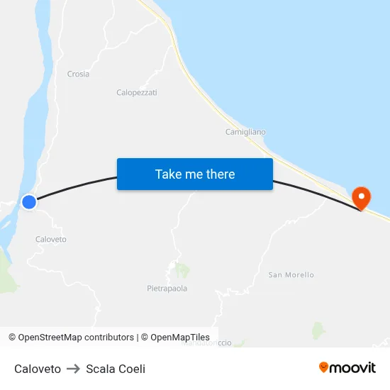 Caloveto to Scala Coeli map