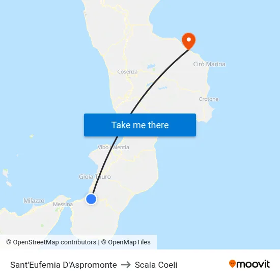 Sant'Eufemia D'Aspromonte to Scala Coeli map