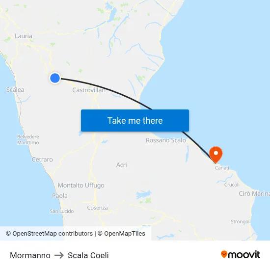 Mormanno to Scala Coeli map