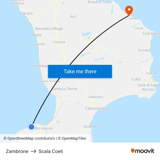 Zambrone to Scala Coeli map