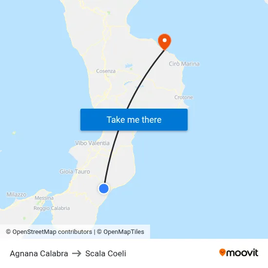 Agnana Calabra to Scala Coeli map