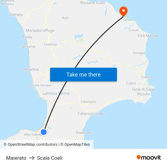 Maierato to Scala Coeli map