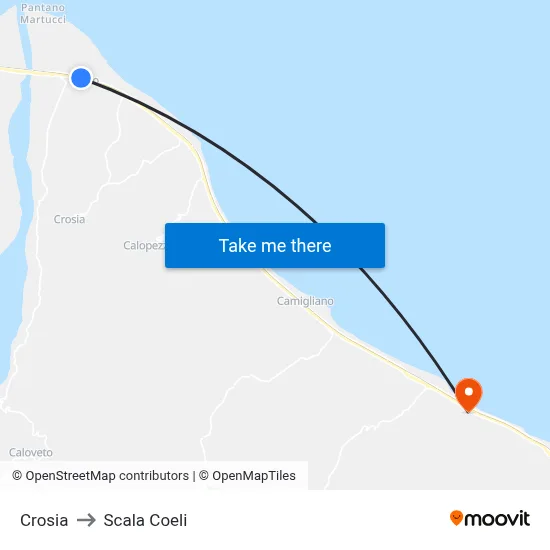 Crosia to Scala Coeli map